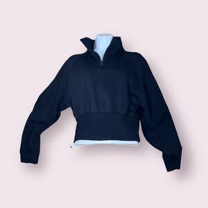 BALEAF Women's Half Zip Cropped Sweatshirt High Neck Sleevesves Size Large